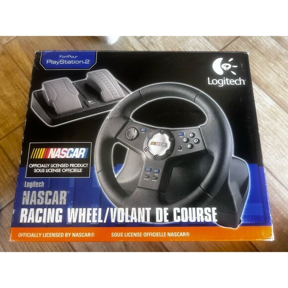 Logitech NASCAR Racing Wheel & Pedals for PS2  PlayStation 2 in Original Box - Picture 1 of 5